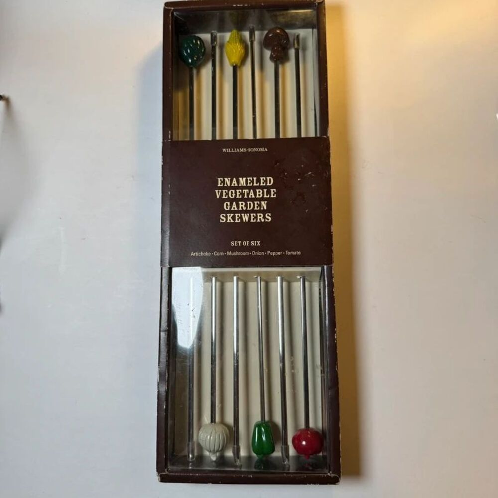 Vintage Williams Sonoma Vegetable Garden BBQ Grill Skewers Set New in Box